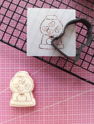 3D-Plastic Cutter + Stencil Set PYO Cookies Gum Ball Machine; 7 cm - Thumbnail