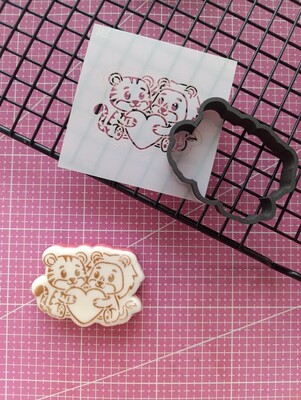 3D-Plastic Cutter + Stencil Set PYO Cookies Lover Cats;7 cm - Thumbnail