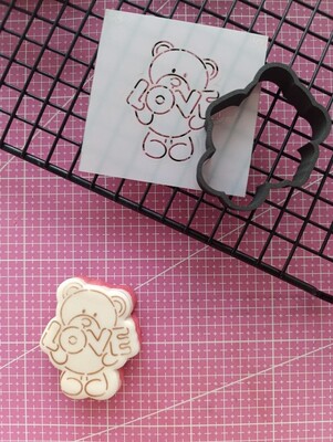 3D-Plastic Cutter + Stencil Set PYO Cookies Lover Teddy-1; 7 cm - Thumbnail