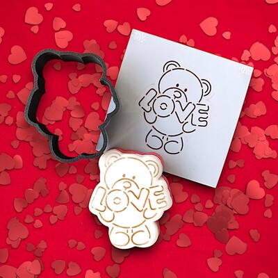 3D-Plastic Cutter + Stencil Set PYO Cookies Lover Teddy-1; 7 cm - Thumbnail