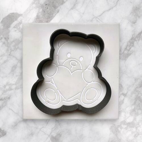 3D-Plastic Cutter + Stencil Set PYO Cookies Lover Teddy-3; 7 cm