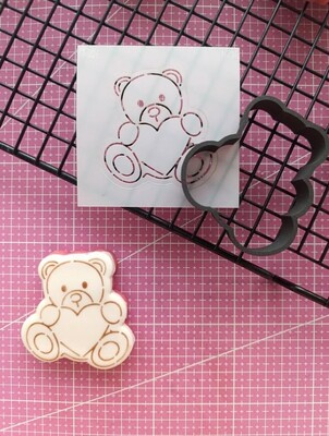 3D-Plastic Cutter + Stencil Set PYO Cookies Lover Teddy-3; 7 cm - Thumbnail