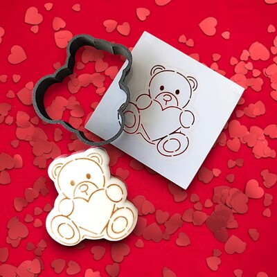 3D-Plastic Cutter + Stencil Set PYO Cookies Lover Teddy-3; 7 cm - Thumbnail