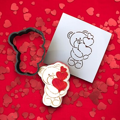 3D-Plastic Cutter + Stencil Set PYO Cookies Lover Teddy-2; 7 cm - Thumbnail