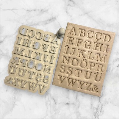Paku Malzeme - 3D-Plastic embosser stamp Monogram Letters; 12 mm letter height