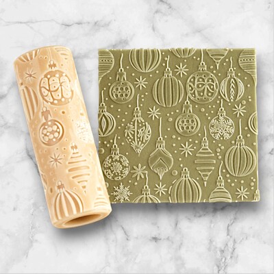 Paku Malzeme - Desenli Plastik Merdane Baubles Ornaments-2; 75x26 mm