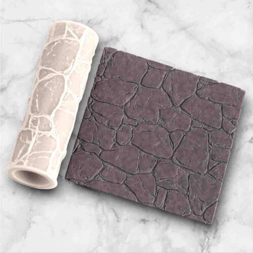 Desenli Plastik Merdane Kaldırım Duvar / Rock Stone; 100x23mm