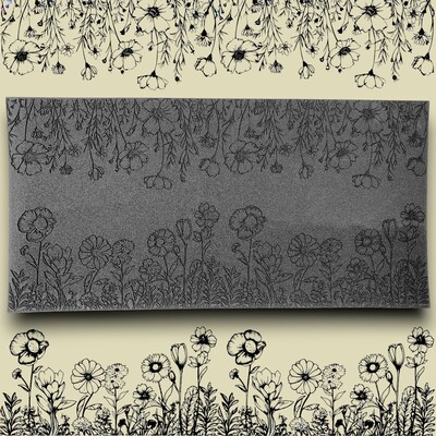 Paku Malzeme - Doku transfer matı Botanical Borders-1; 38x19 cm