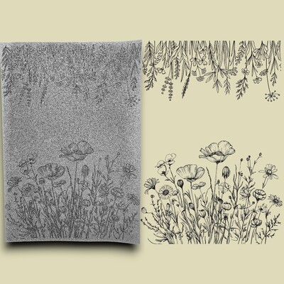 Paku Malzeme - Doku transfer matı Botanical Borders-4; 33x22 cm