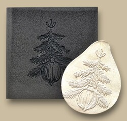 Paku Malzeme - Doku transfer matı Pine Branch w/ Ornament; 15x15 cm