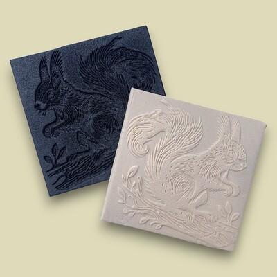 Paku Malzeme - Foam transfer sheet Squirrel on Branch-1; 8x8 cm