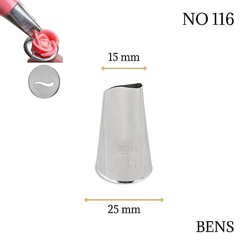 Krema sıkma duy ucu no:116 kavisli petal (15 mm ağız çapı) - 1