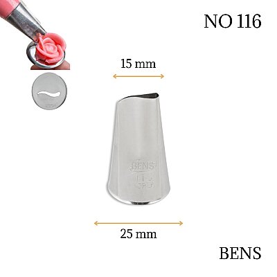 Krema sıkma duy ucu no:116 kavisli petal (15 mm ağız çapı) 