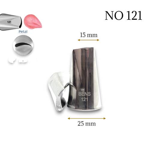 Krema sıkma duy ucu no:121 kavisli petal (15 mm ağız çapı)