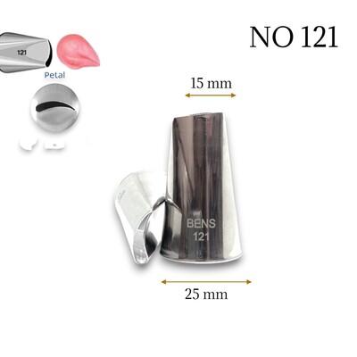 Bens - Krema sıkma duy ucu no:121 kavisli petal (15 mm ağız çapı)