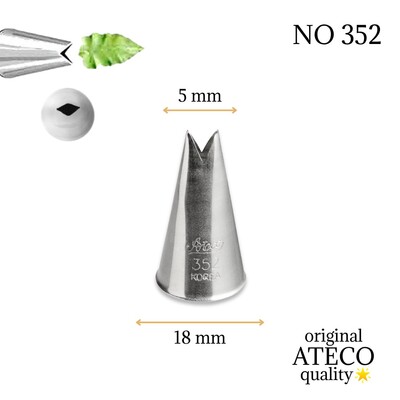 Ateco - Krema sıkma duy ucu no:352 yaprak (5 mm ağız çapı)