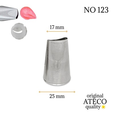 Ateco - Krema sıkma duy ucu no: 123 kavisli petal (17 mm ağız çapı)
