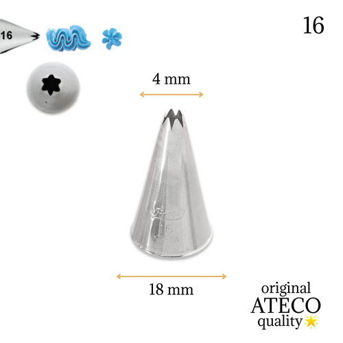 Krema sıkma duy ucu no: 16 açık yıldız (4 mm ağız çapı)