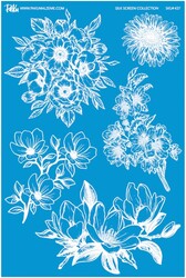 Paku Malzeme - Mesh Stencil Ceramic Col. Flowers Set-3 (33*22 cm)