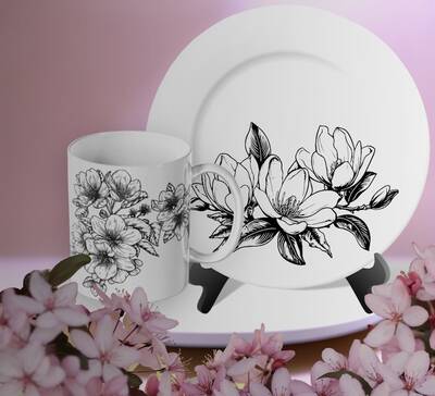 Mesh Stencil Ceramic Col. Flowers Set-3 (33*22 cm)