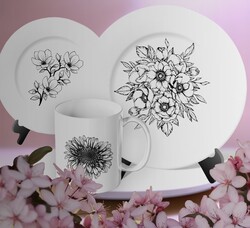 Mesh Stencil Ceramic Col. Flowers Set-3 (33*22 cm) - Thumbnail