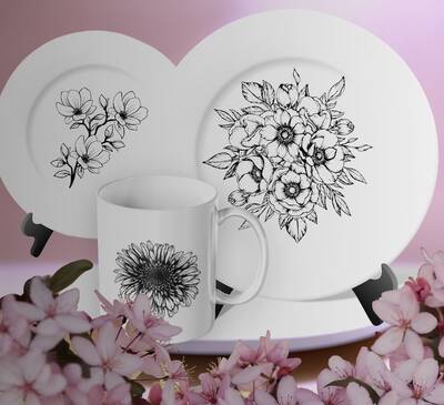 Mesh Stencil Ceramic Col. Flowers Set-3 (33*22 cm)