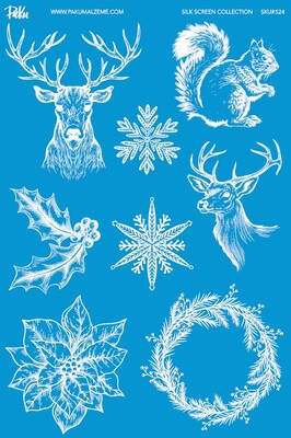 Paku Malzeme - Mesh Stencil Ceramic Collection Christmas Theme-1 (33*22 cm)