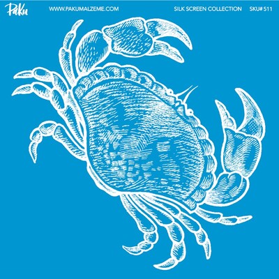 Paku Malzeme - Mesh Stencil Ceramic Collection Sea Food Crab ( 22*22 cm)