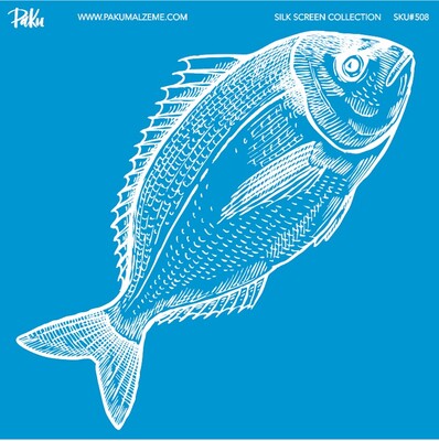 Paku Malzeme - Mesh Stencil Ceramic Collection Sea Food Fish-1 ( 22*22 cm)