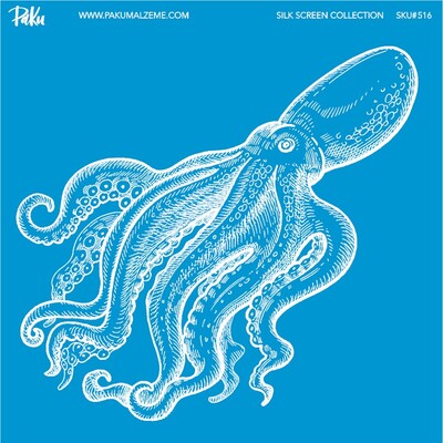 Paku Malzeme - Mesh Stencil Ceramic Collection Sea Food Octopus ( 22*22 cm)