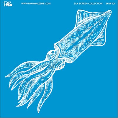 Paku Malzeme - Mesh Stencil Ceramic Collection Sea Food Squid ( 22*22 cm)