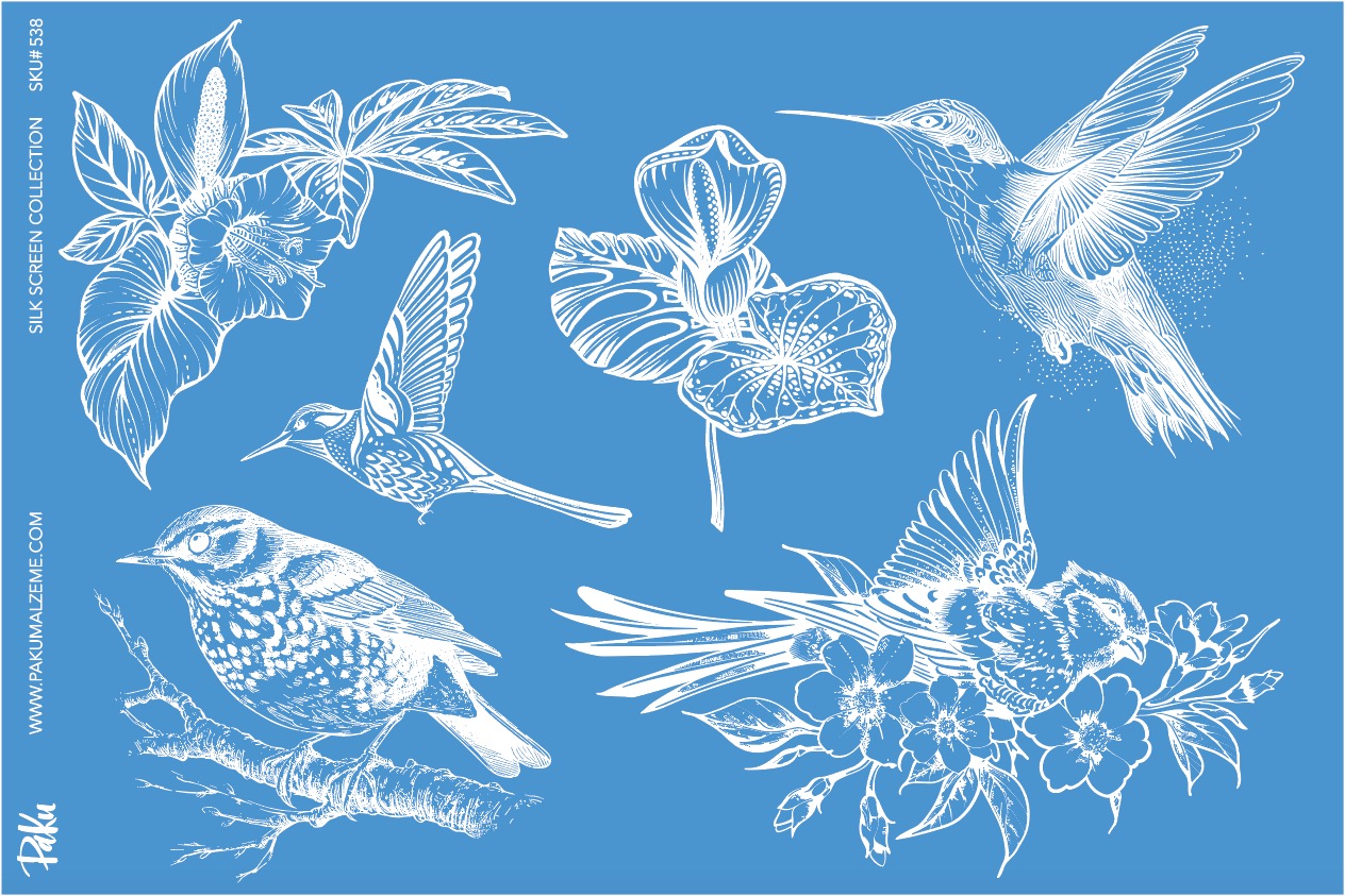 Mesh Stencil Ceramic Collection Spring Birds (33*22 cm) - 1