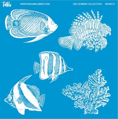 Mesh Stencil Ceramic Collection Under the Sea Clownfish, Angelfish, Butterfly Fish ( 22*22 cm)