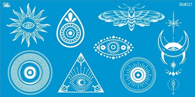 Paku Malzeme - Mesh Stencil Ceramic Cup Col. Boho Elements-3 (22*11 cm)