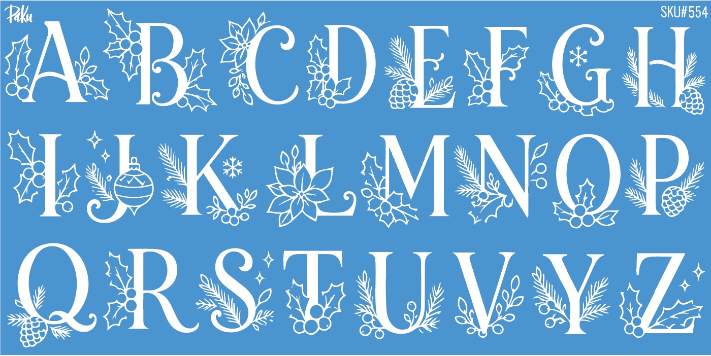 Mesh Stencil Ceramic Cup Col. Christmas Alphabet (22*11 cm)