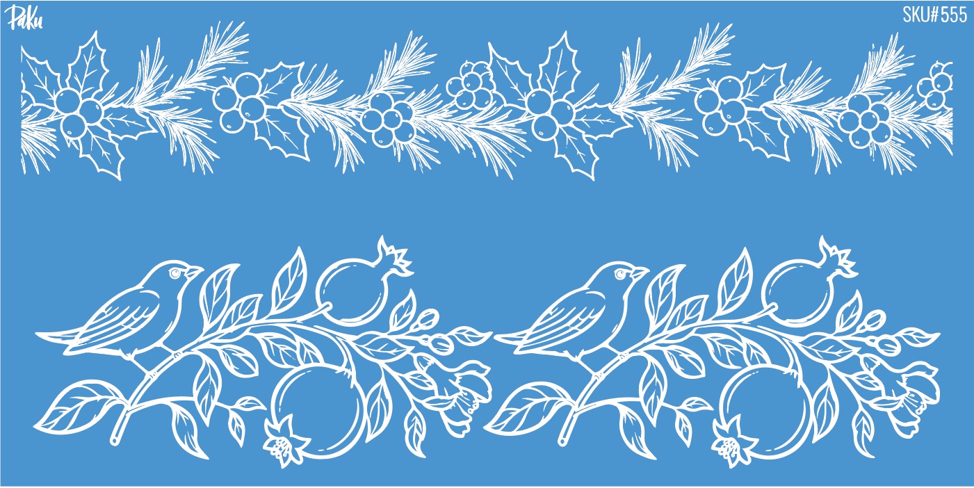 Mesh Stencil Ceramic Cup Col. Christmas Borders-2 (22*11 cm) - 1