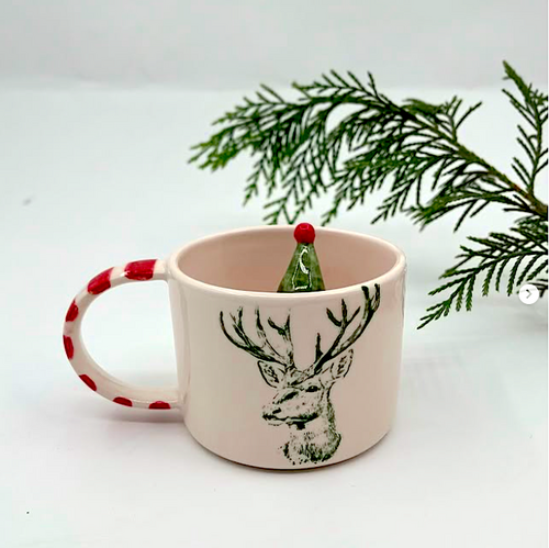 Mesh Stencil Ceramic Cup Col. Christmas Elements-1; 20*10 cm