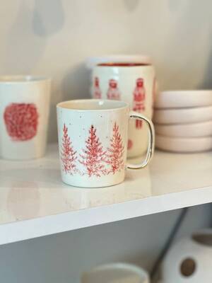 Mesh Stencil Ceramic Cup Col. Christmas Elements-1; 20*10 cm