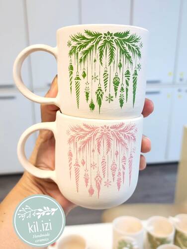 Mesh Stencil Ceramic Cup Col. Christmas Elements-1 (22*11 cm)