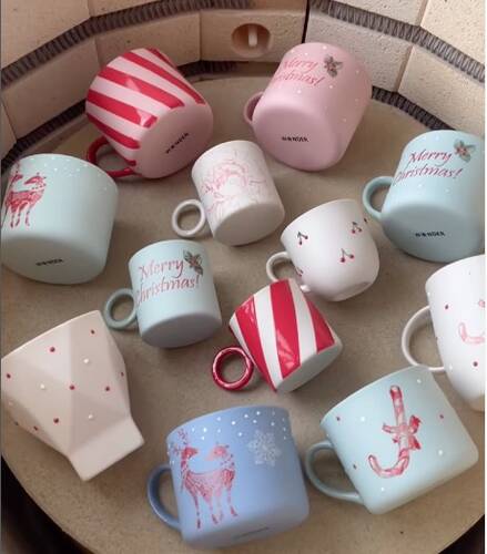 Mesh Stencil Ceramic Cup Col. Christmas Elements-3; 20*10 cm