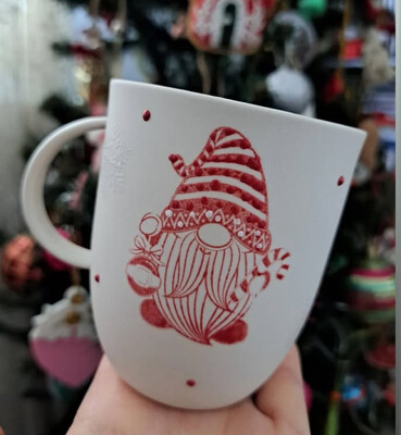 Paku Malzeme - Mesh Stencil Ceramic Cup Col. Christmas Elements-3; 20*10 cm (1)