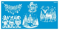 Paku Malzeme - Mesh Stencil Ceramic Cup Col. Christmas Elements-3 (22*11 cm)