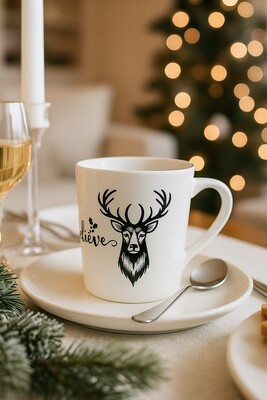 Paku Malzeme - Mesh Stencil Ceramic Cup Col. Christmas Elements-7 (22*11 cm) (1)