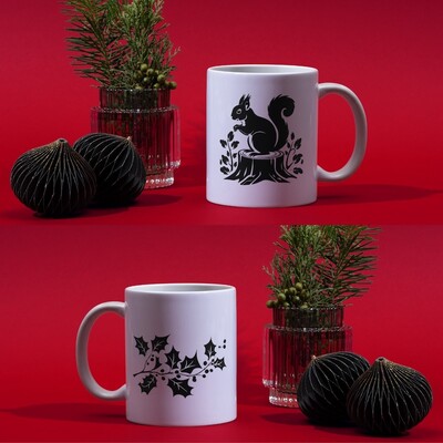 Mesh Stencil Ceramic Cup Col. Christmas Elements-7 (22*11 cm) - Thumbnail
