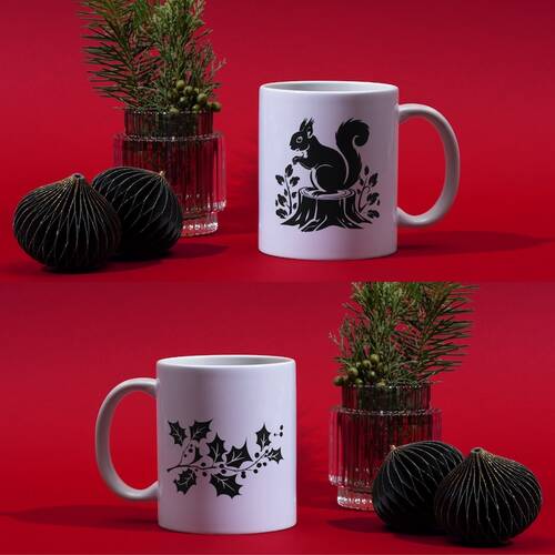 Mesh Stencil Ceramic Cup Col. Christmas Elements-7 (22*11 cm)