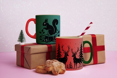 Mesh Stencil Ceramic Cup Col. Christmas Elements-7 (22*11 cm) - Thumbnail