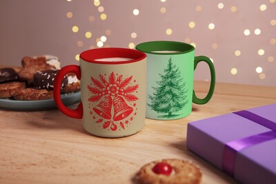 Mesh Stencil Ceramic Cup Col. Christmas Elements-8 (22*11 cm) - Thumbnail