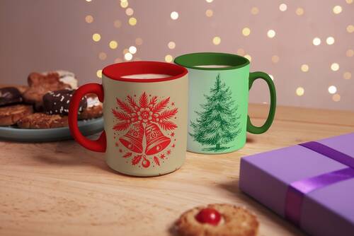 Mesh Stencil Ceramic Cup Col. Christmas Elements-8 (22*11 cm)