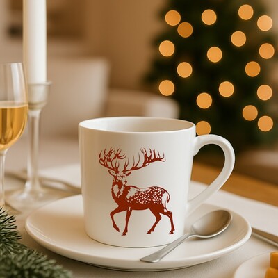 Paku Malzeme - Mesh Stencil Ceramic Cup Col. Christmas Elements-8 (22*11 cm) (1)