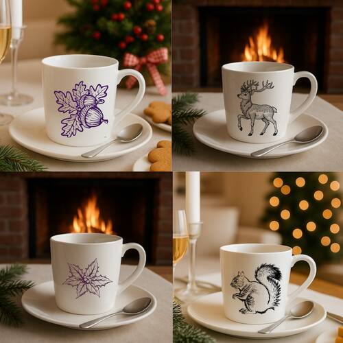 Mesh Stencil Ceramic Cup Col. Christmas Elements-9 (22*11 cm)